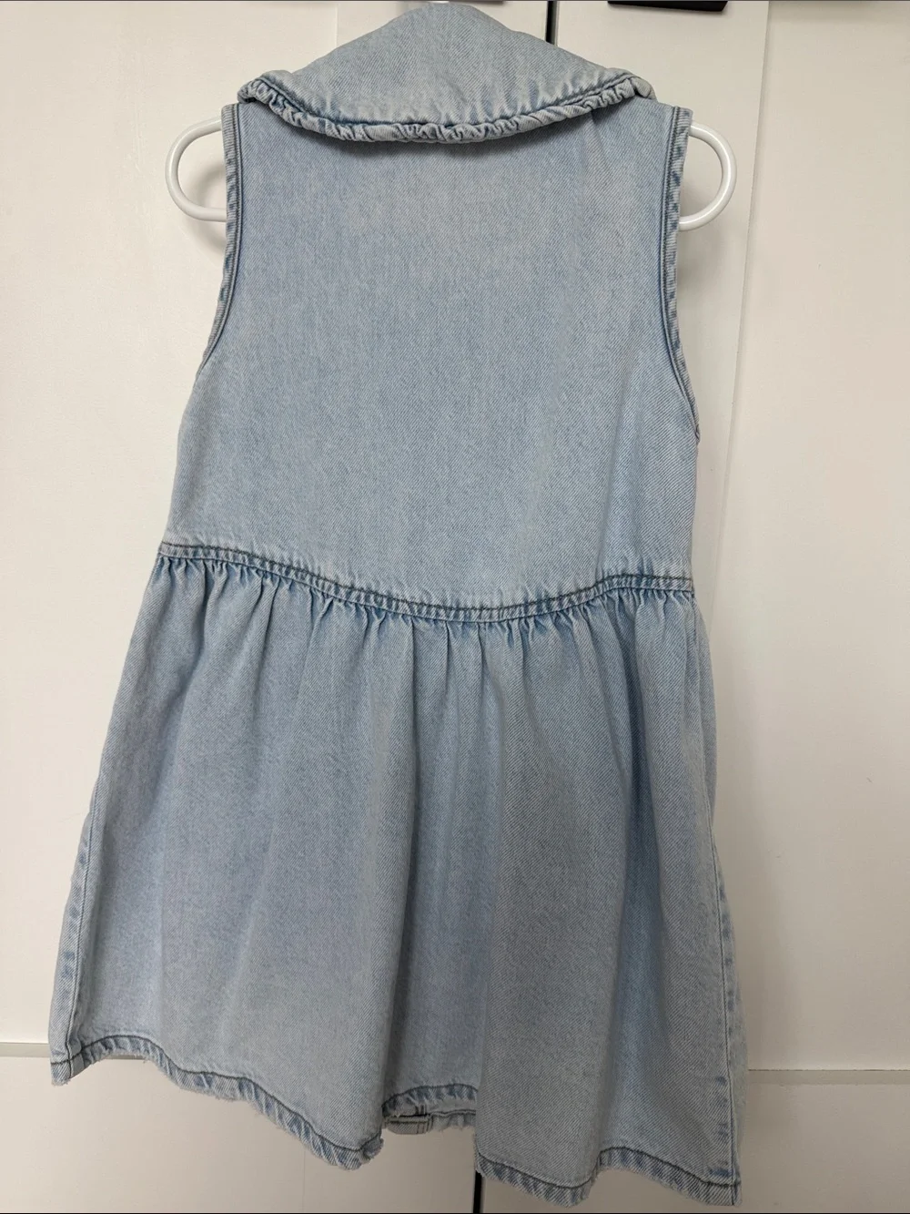 Zara Girls Denim Button-Front Dress with Peter Pan Collar size: 6
